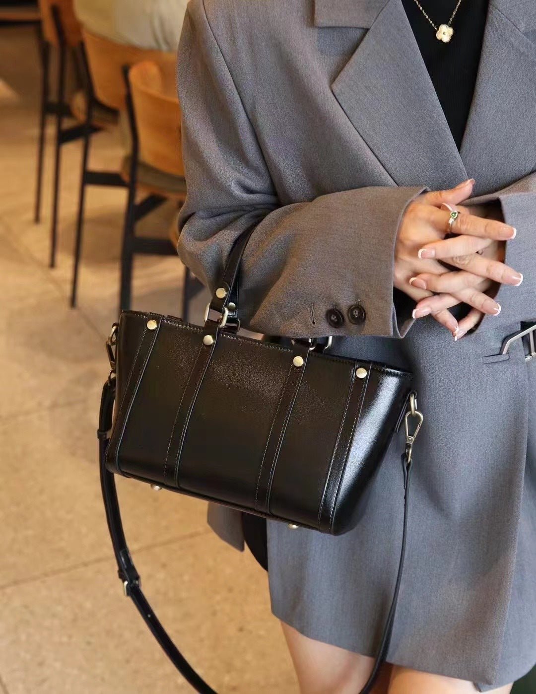 Baidie Leather Women's Bags Cross-Border Customizable New Handbag First Layer Cowhide Large Capacity Shoulder Messenger Tote Bag - Che Cose Belle