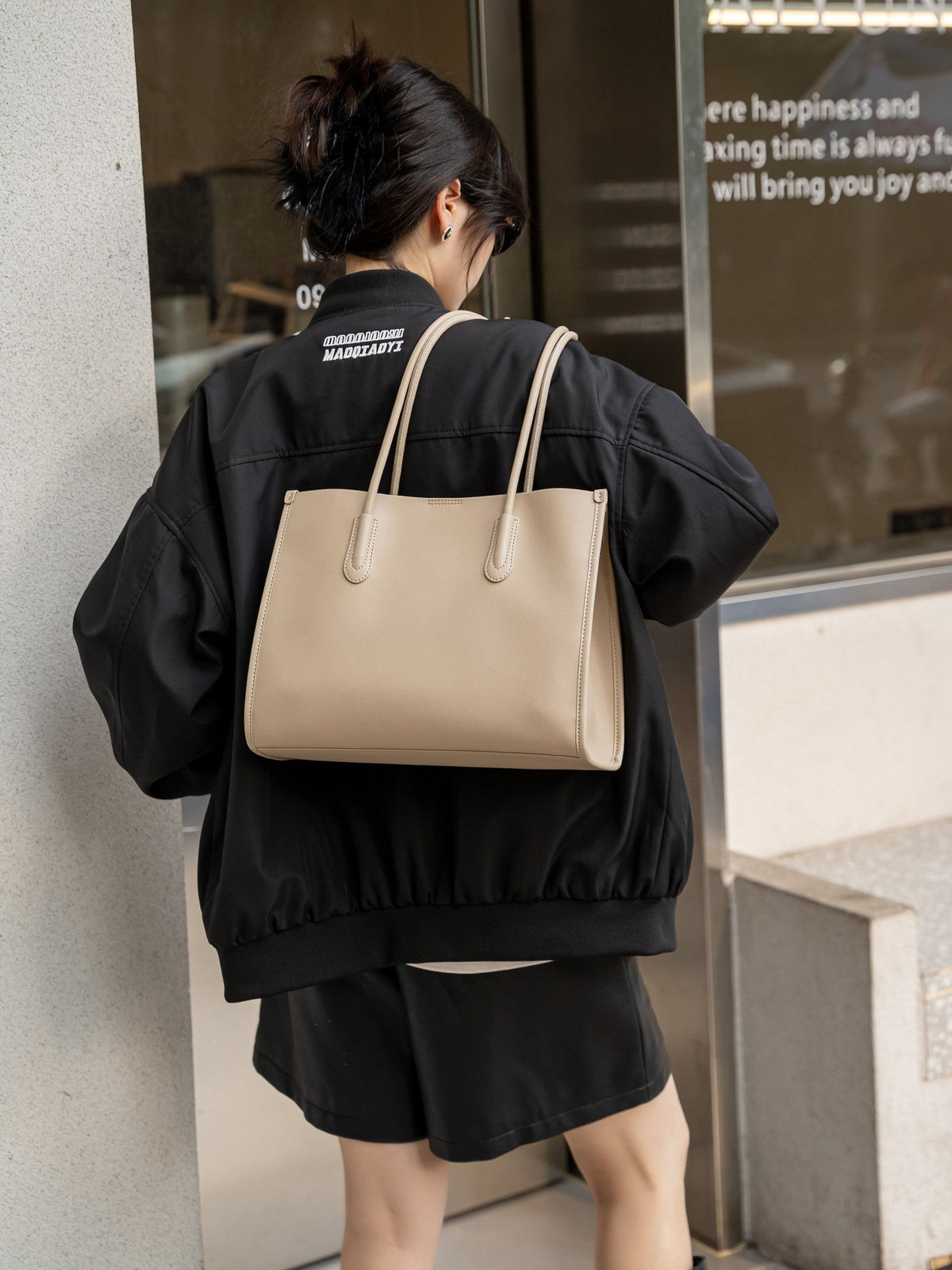 Baidii Leather Women's Bag 2025 New Commuter Tote High-End Large Capacity Cowhide Shoulder Handbag - Che Cose Belle
