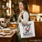 Baking Because Murder Is Wrong Anti-Valentine Tote Bag, Funny Retro Kitchen Gift Shopper - Che Cose Belle