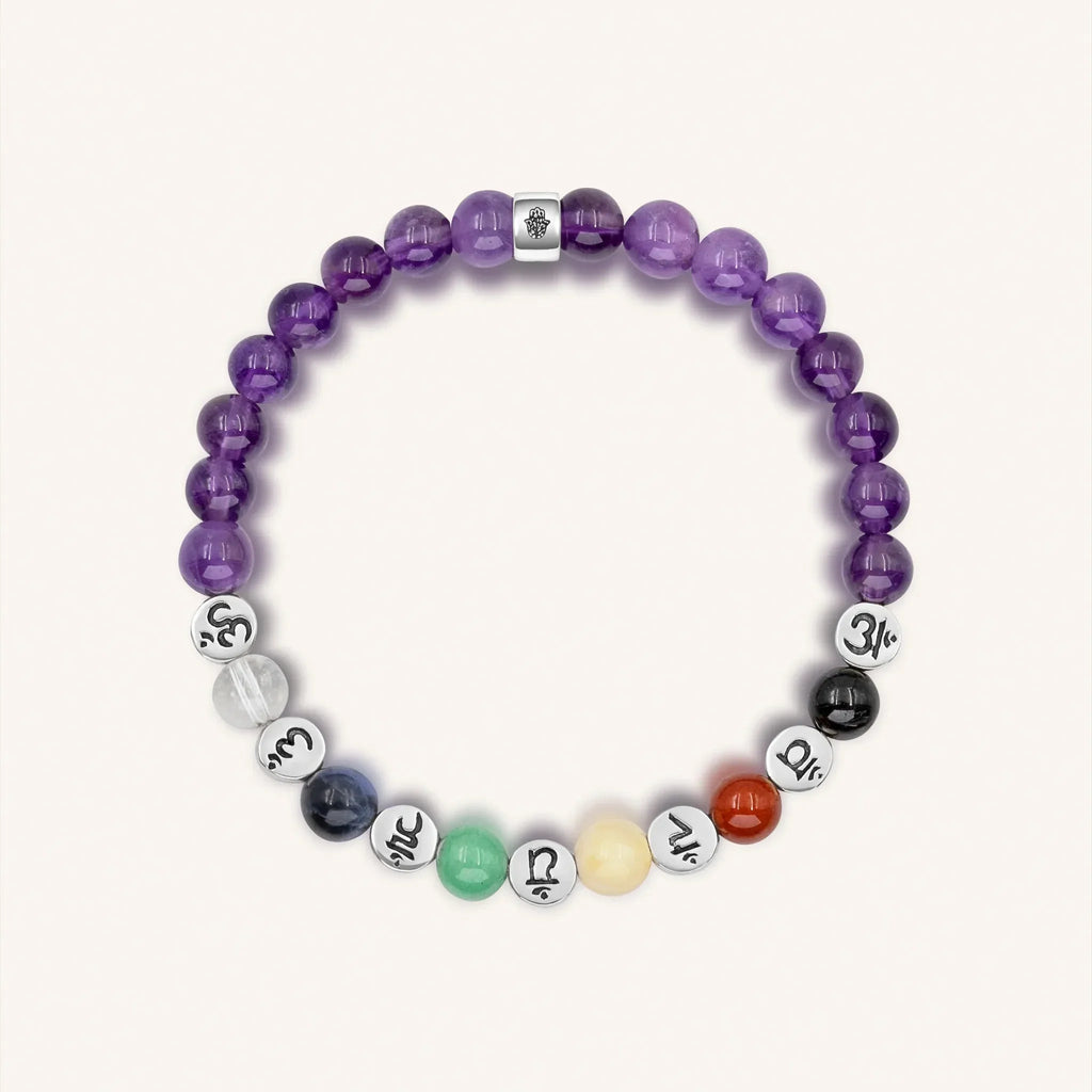 Balanced Spirit - Chakra Amethyst Stone Bracelet - Che Cose Belle