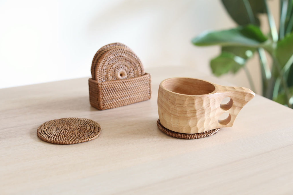 Bali Rattan Cup Coaster - Set of 5 - Che Cose Belle