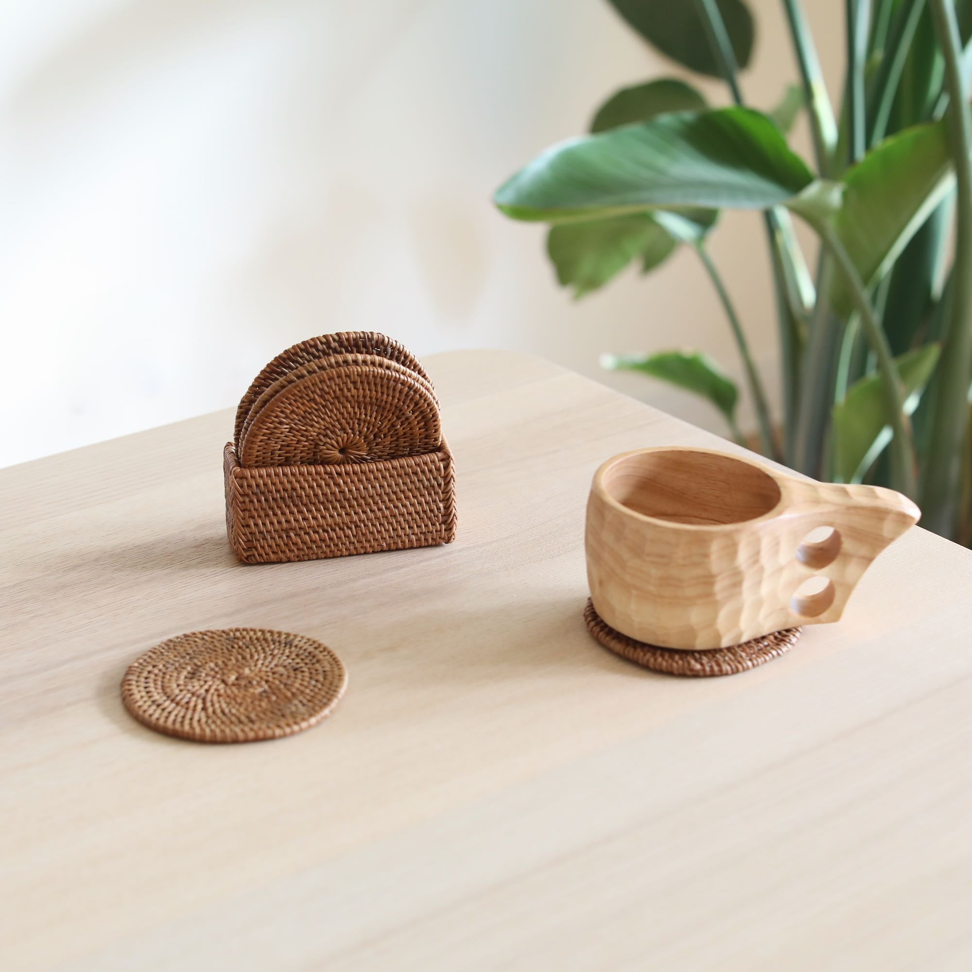 Bali Rattan Cup Coaster - Set of 5 - Che Cose Belle