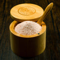 Bamboo Salt Container filled with Pink Himalayan Salt - Che Cose Belle