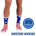 Bamboo Sports Red White and Blue Premium Bamboo Rayon Crew Work Socks- Moisture Wicking, Odor Eliminating Red, White, and Blue American Flag 4th of July Socks for Men and Women Gift Box 3 Pair - Che Cose Belle
