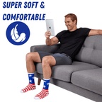Bamboo Sports Red White and Blue Premium Bamboo Rayon Crew Work Socks- Moisture Wicking, Odor Eliminating Red, White, and Blue American Flag 4th of July Socks for Men and Women Gift Box 3 Pair - Che Cose Belle