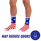 Bamboo Sports Red White and Blue Premium Bamboo Rayon Crew Work Socks- Moisture Wicking, Odor Eliminating Red, White, and Blue American Flag 4th of July Socks for Men and Women Gift Box 3 Pair - Che Cose Belle