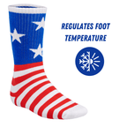 Bamboo Sports Red White and Blue Premium Bamboo Rayon Crew Work Socks- Moisture Wicking, Odor Eliminating Red, White, and Blue American Flag 4th of July Socks for Men and Women Gift Box 3 Pair - Che Cose Belle