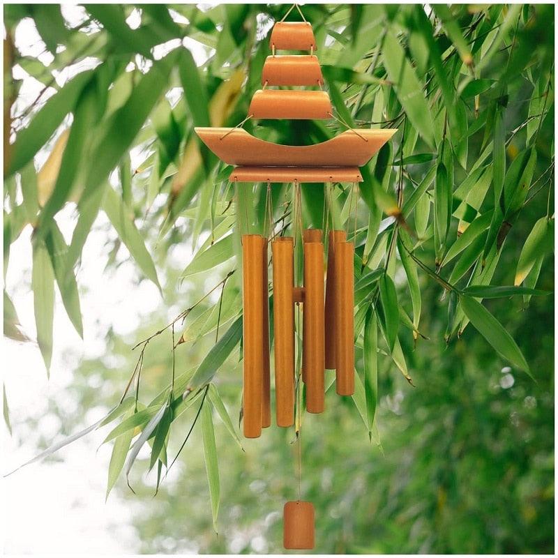 Bamboo Wind Chimes Pendant Balcony Outdoor Yard Garden Home Handmade Craft Wind Chimes With Rotating Hook Outdoor Decor Wind Chimes for Garden Patio Yard Home Antique Tubes Bell Handmade Wind Chime Wall Hanging Crafts Gift - Che Cose Belle