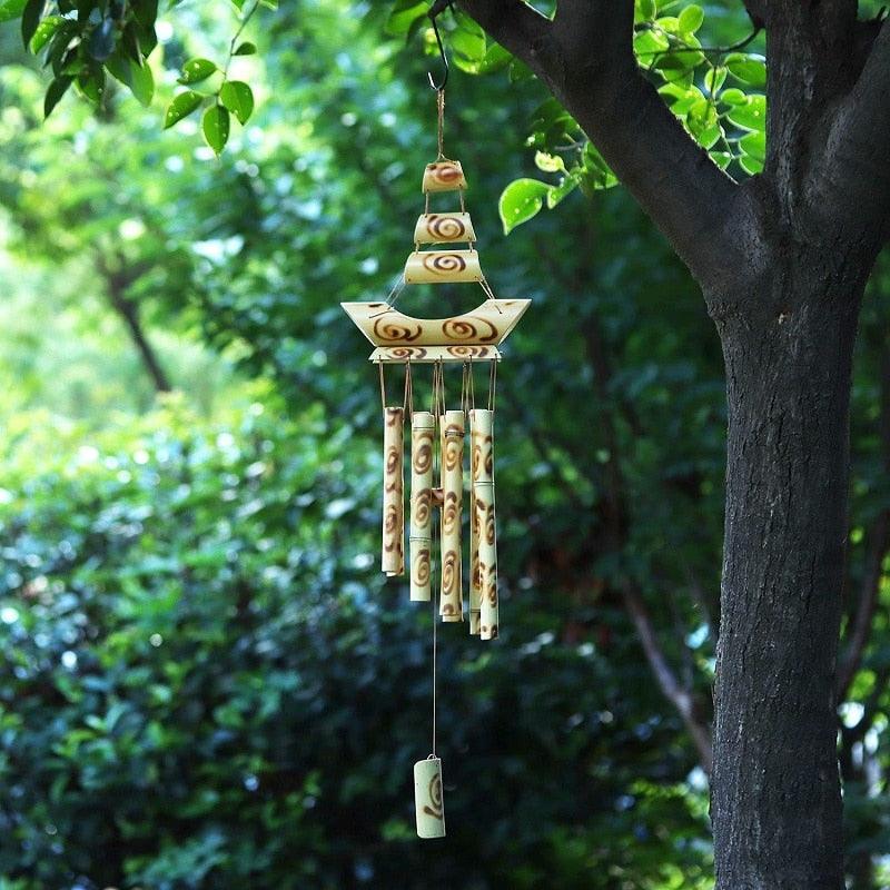 Bamboo Wind Chimes Pendant Balcony Outdoor Yard Garden Home Handmade Craft Wind Chimes With Rotating Hook Outdoor Decor Wind Chimes for Garden Patio Yard Home Antique Tubes Bell Handmade Wind Chime Wall Hanging Crafts Gift - Che Cose Belle