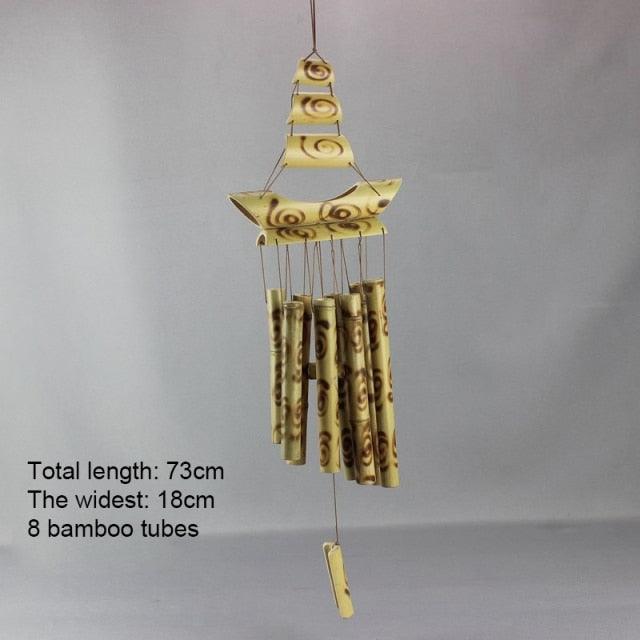 Bamboo Wind Chimes Pendant Balcony Outdoor Yard Garden Home Handmade Craft Wind Chimes With Rotating Hook Outdoor Decor Wind Chimes for Garden Patio Yard Home Antique Tubes Bell Handmade Wind Chime Wall Hanging Crafts Gift - Che Cose Belle