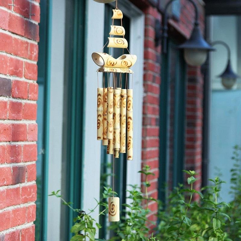 Bamboo Wind Chimes Pendant Balcony Outdoor Yard Garden Home Handmade Craft Wind Chimes With Rotating Hook Outdoor Decor Wind Chimes for Garden Patio Yard Home Antique Tubes Bell Handmade Wind Chime Wall Hanging Crafts Gift