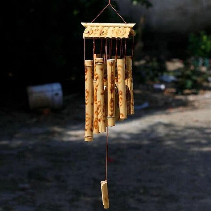 Bamboo Wind Chimes Pendant Balcony Outdoor Yard Garden Home Handmade Craft Wind Chimes With Rotating Hook Outdoor Decor Wind Chimes for Garden Patio Yard Home Antique Tubes Bell Handmade Wind Chime Wall Hanging Crafts Gift