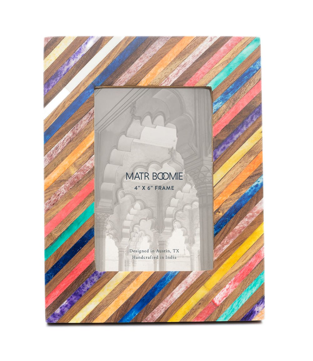Banka Mundi 4x6 Multicolor Picture Frame - Bone, Wood Handmade - Che Cose Belle