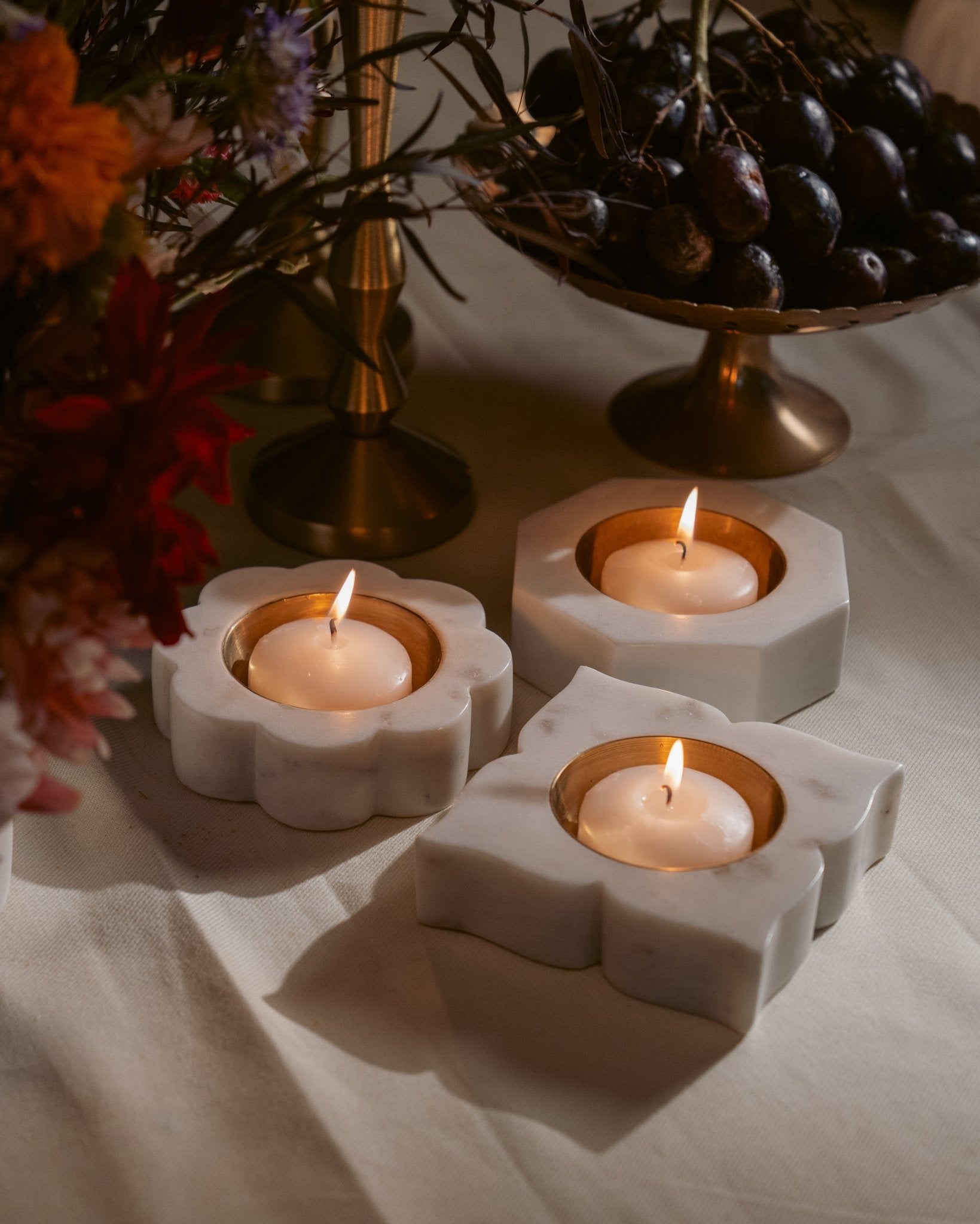 Banswara Marble Candleholder Trio - Che Cose Belle