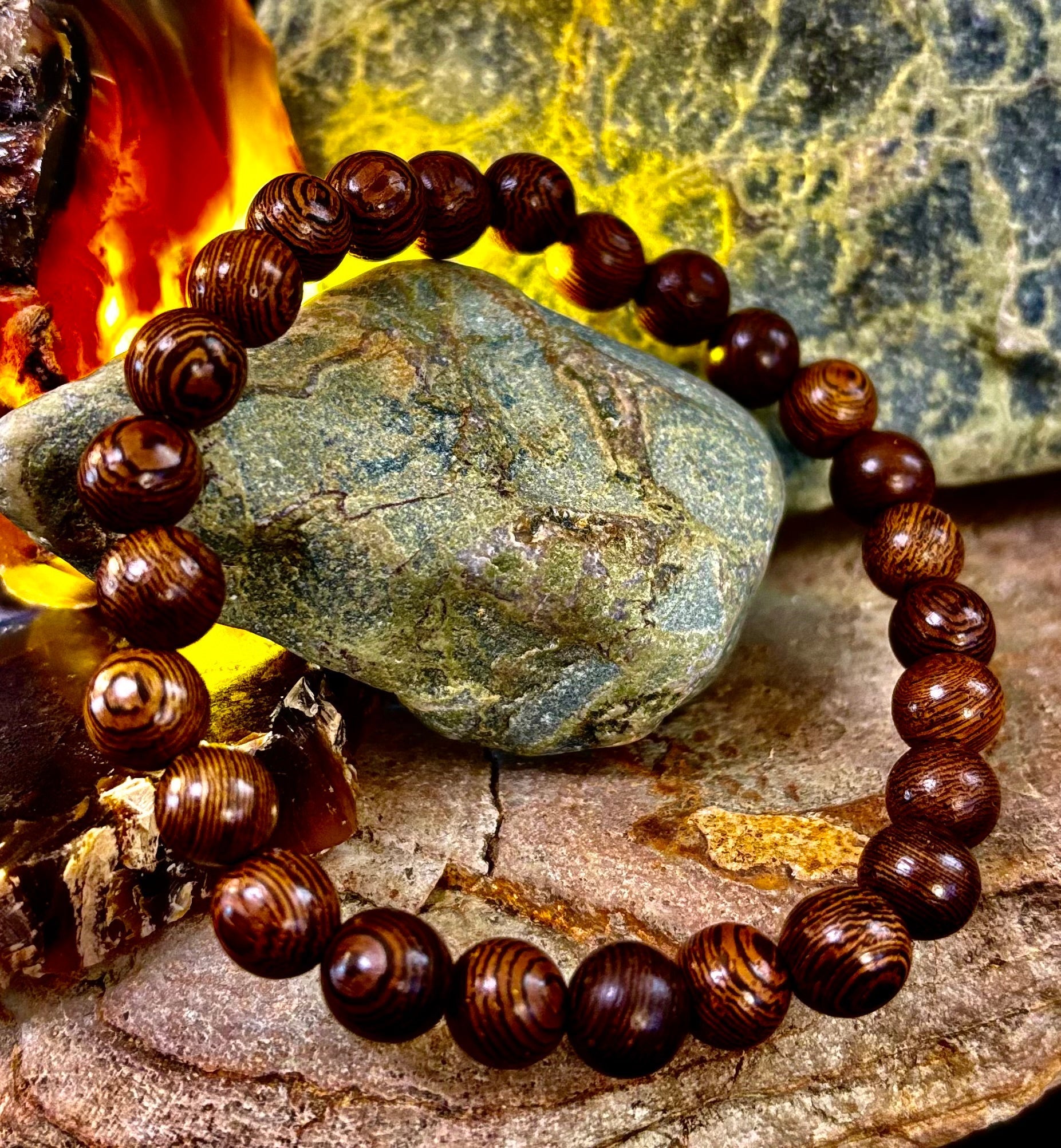 Barely There Wooden Bead Bracelet – Ultra-Lightweight Earth Style for Men (Large Wrists) - Che Cose Belle