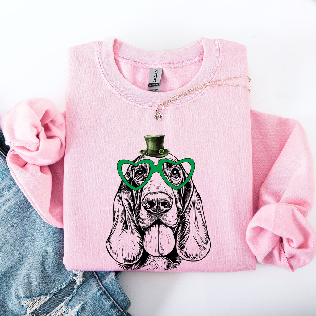 Basset Hound, Adorable Dog, St Patrick's Day, Lucky, Irish Sweatshirt - Che Cose Belle