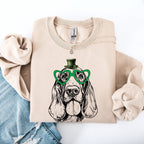 Basset Hound, Adorable Dog, St Patrick's Day, Lucky, Irish Sweatshirt - Che Cose Belle