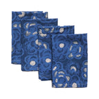 Batik Cloth Napkin Set of Four, Blue Roses, Hand Dyed, 100% Cotton - Che Cose Belle