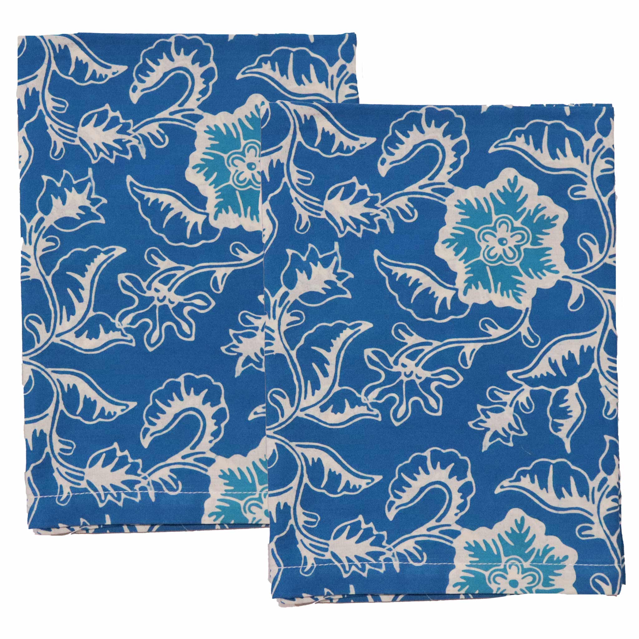 Batik Cloth Napkin Set of Four, Blue Tendril, Hand Dyed, 100% Cotton - Che Cose Belle