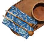 Batik Cloth Napkin Set of Four, Blue Tendril, Hand Dyed, 100% Cotton - Che Cose Belle
