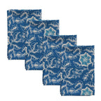 Batik Cloth Napkin Set of Four, Blue Tendril, Hand Dyed, 100% Cotton - Che Cose Belle