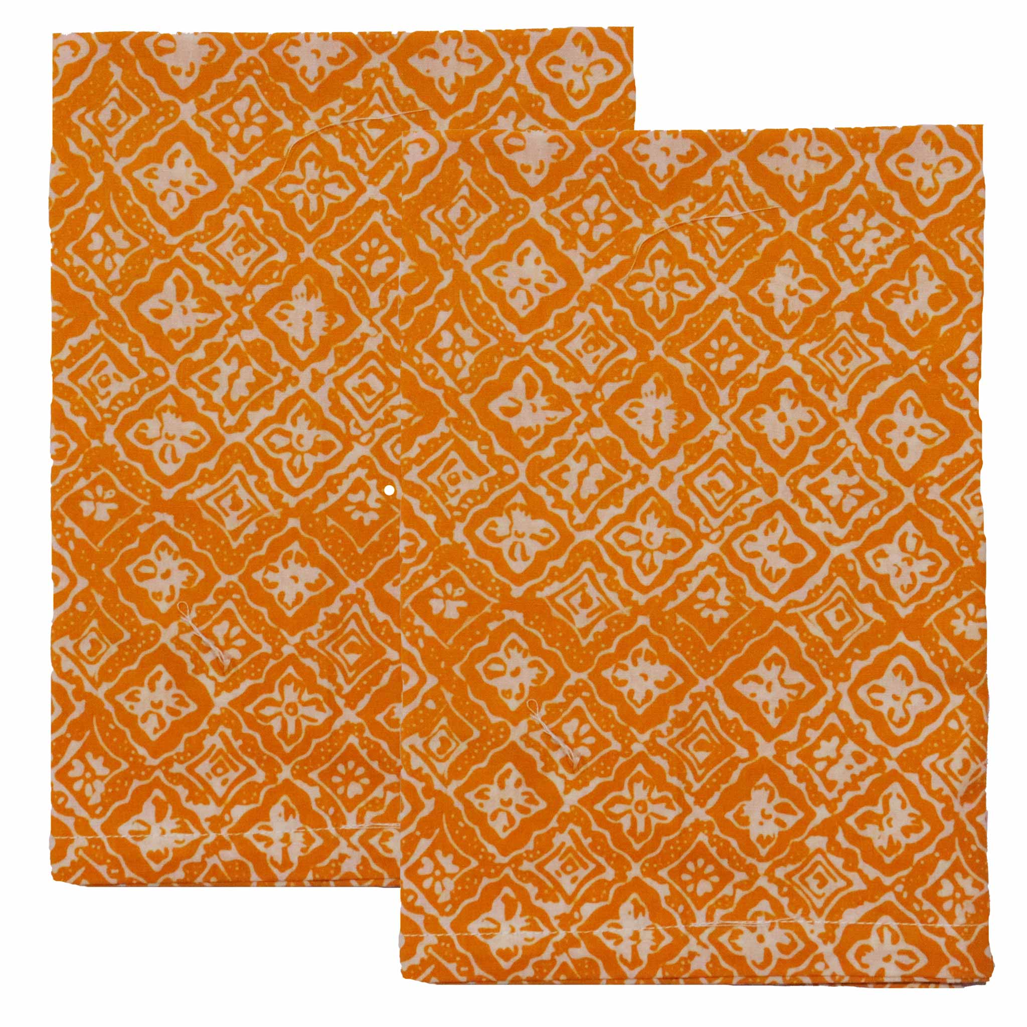 Batik Cloth Napkin Set of Four, Kamboja, Hand Dyed, 100% Cotton, Mustard, Yellow, Brown - Che Cose Belle