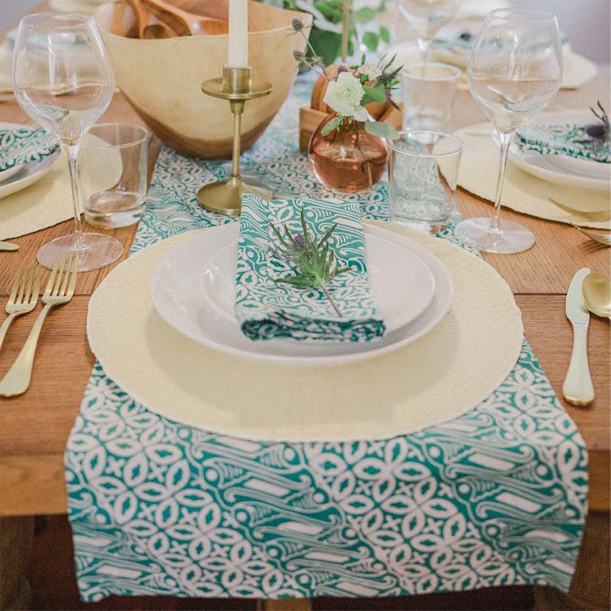 Batik Table Runner Green Royalty, Hand Dyed, 100% Cotton - Che Cose Belle