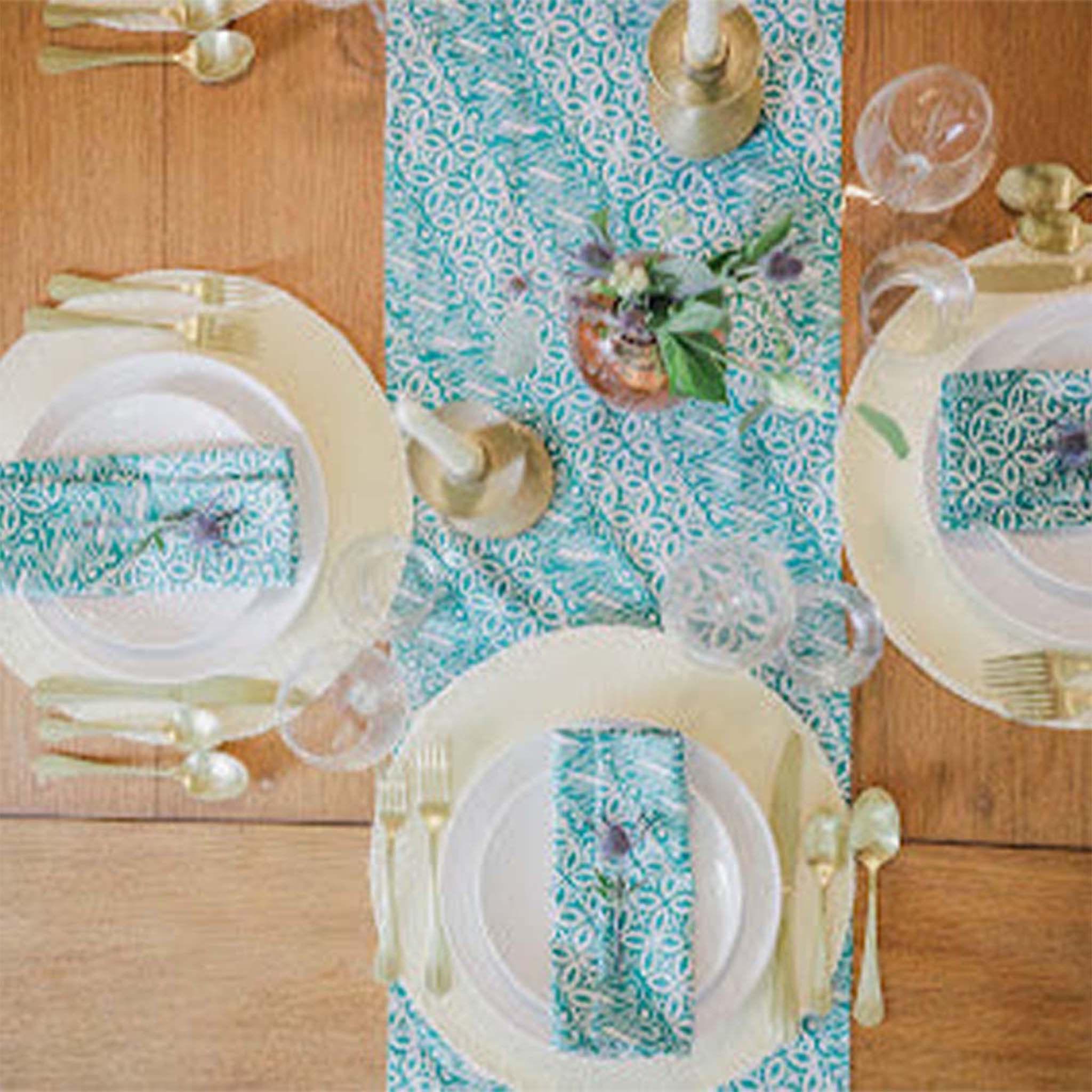 Batik Table Runner Green Royalty, Hand Dyed, 100% Cotton - Che Cose Belle