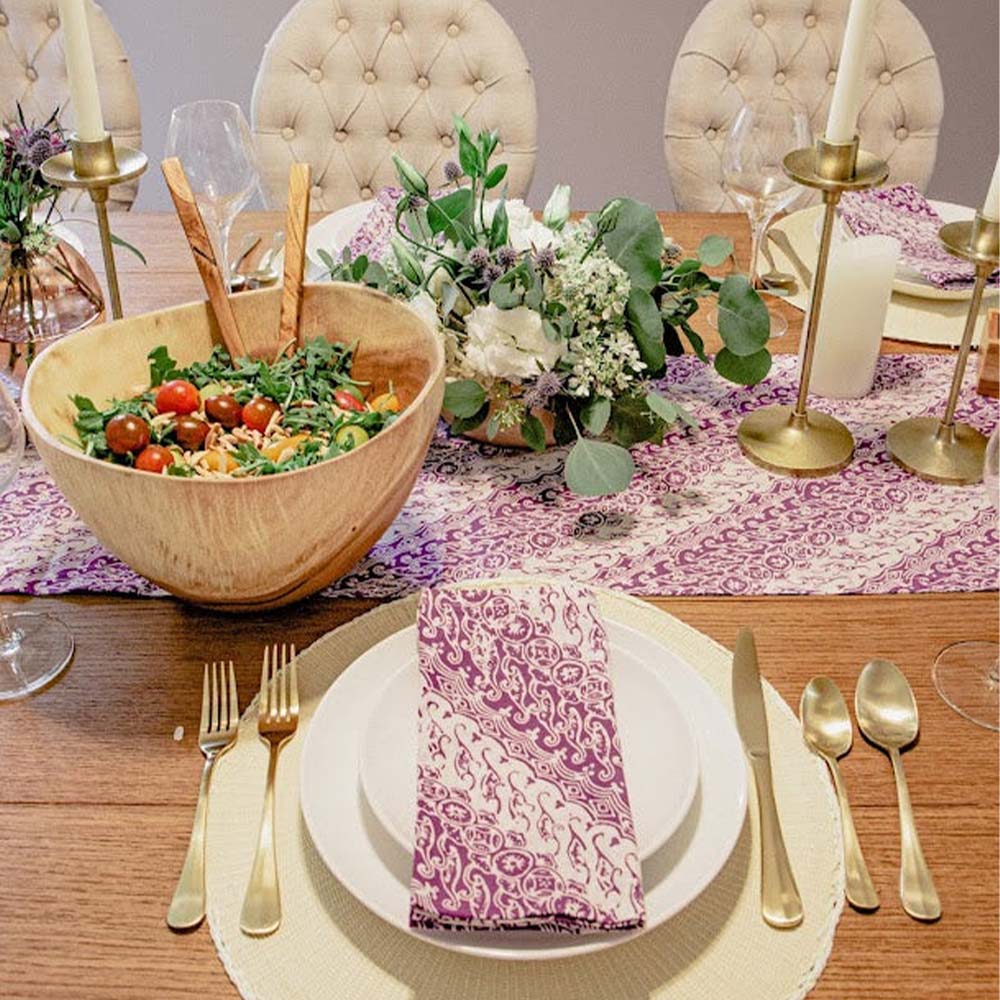 Batik Table Runner, Purple Blade, Hand Dyed, 100% Cotton - Che Cose Belle