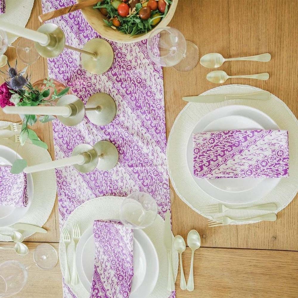 Batik Table Runner, Purple Blade, Hand Dyed, 100% Cotton - Che Cose Belle