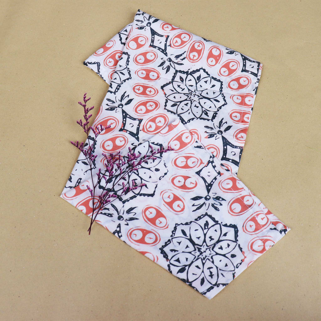 Batik Tea Towel Hand Dyed, Autumn Coral, Hand Dyed, 100% Cotton - Che Cose Belle