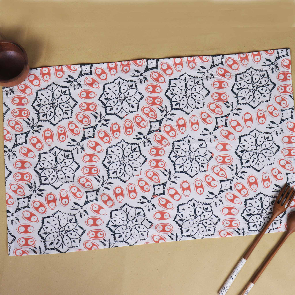 Batik Tea Towel Hand Dyed, Autumn Coral, Hand Dyed, 100% Cotton - Che Cose Belle