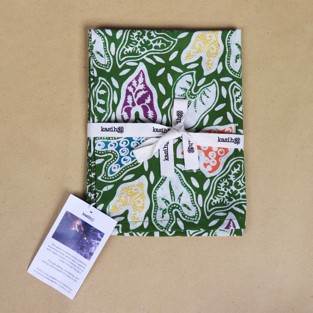 Batik Tea Towel Hand Dyed, Taro Leaf, Hand Dyed, 100% Cotton - Che Cose Belle