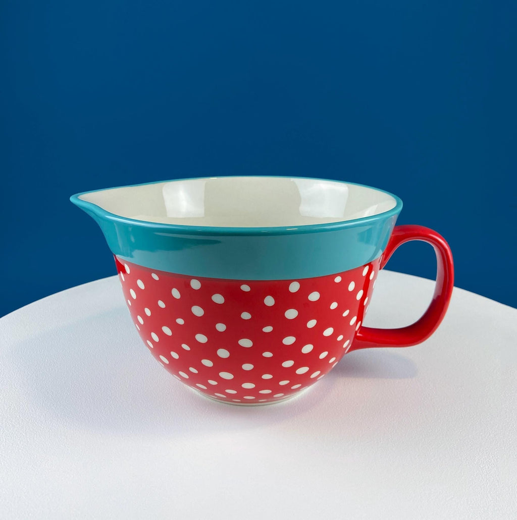 Batter Bowl Mixing Bowl - Red White Blue Dotted Overside Cup - Che Cose Belle