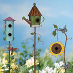 BAYN 57” Bird Houses Stake for Outside, Metal Watering Can Birdhouse Garden Stake Wild Bird Feeder Pole with Welcome Sign Outdoor Decorations for Patio, Backyard, Garden - Che Cose Belle