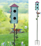 BAYN 57” Bird Houses Stake for Outside, Metal Wild Bird Feeder Double - Hole Birdhouse Stake with Cylinders Design Outdoor Decorations for Patio, Backyard, Garden - Che Cose Belle