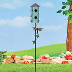 BAYN 57” Bird Houses Stake for Outside, Metal Wild Bird Feeder Double - Hole Birdhouse Stake with Cylinders Design Outdoor Decorations for Patio, Backyard, Garden - Che Cose Belle