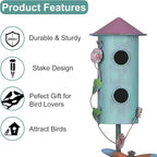 BAYN 57” Bird Houses Stake for Outside, Metal Wild Bird Feeder Double - Hole Birdhouse Stake with Cylinders Design Outdoor Decorations for Patio, Backyard, Garden - Che Cose Belle