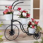 BAYN Bicycle Planter Stand, Metal Flower Pot Cart Holder Tricycle Planter with 3 Plant Bucket Outdoor Decorative for Patio, Deck, Garden or Lawn - Che Cose Belle