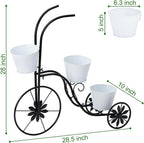 BAYN Bicycle Planter Stand, Metal Flower Pot Cart Holder Tricycle Planter with 3 Plant Bucket Outdoor Decorative for Patio, Deck, Garden or Lawn - Che Cose Belle