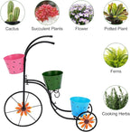 BAYN Bicycle Planter Stand, Metal Flower Pot Cart Holder with 3 Plant Bucket Outdoor Decorative for Patio, Deck, Garden or Lawn - Che Cose Belle