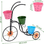 BAYN Bicycle Planter Stand, Metal Flower Pot Cart Holder with 3 Plant Bucket Outdoor Decorative for Patio, Deck, Garden or Lawn - Che Cose Belle