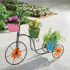 BAYN Bicycle Planter Stand, Metal Flower Pot Cart Holder with 3 Plant Bucket Outdoor Decorative for Patio, Deck, Garden or Lawn - Che Cose Belle