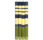 S/4 Striped Indigo, Jasmine & Olive Dinner Candles
