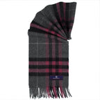 Heritage Plaid Fringed Merino Wool Scarf - Cambridge Grey