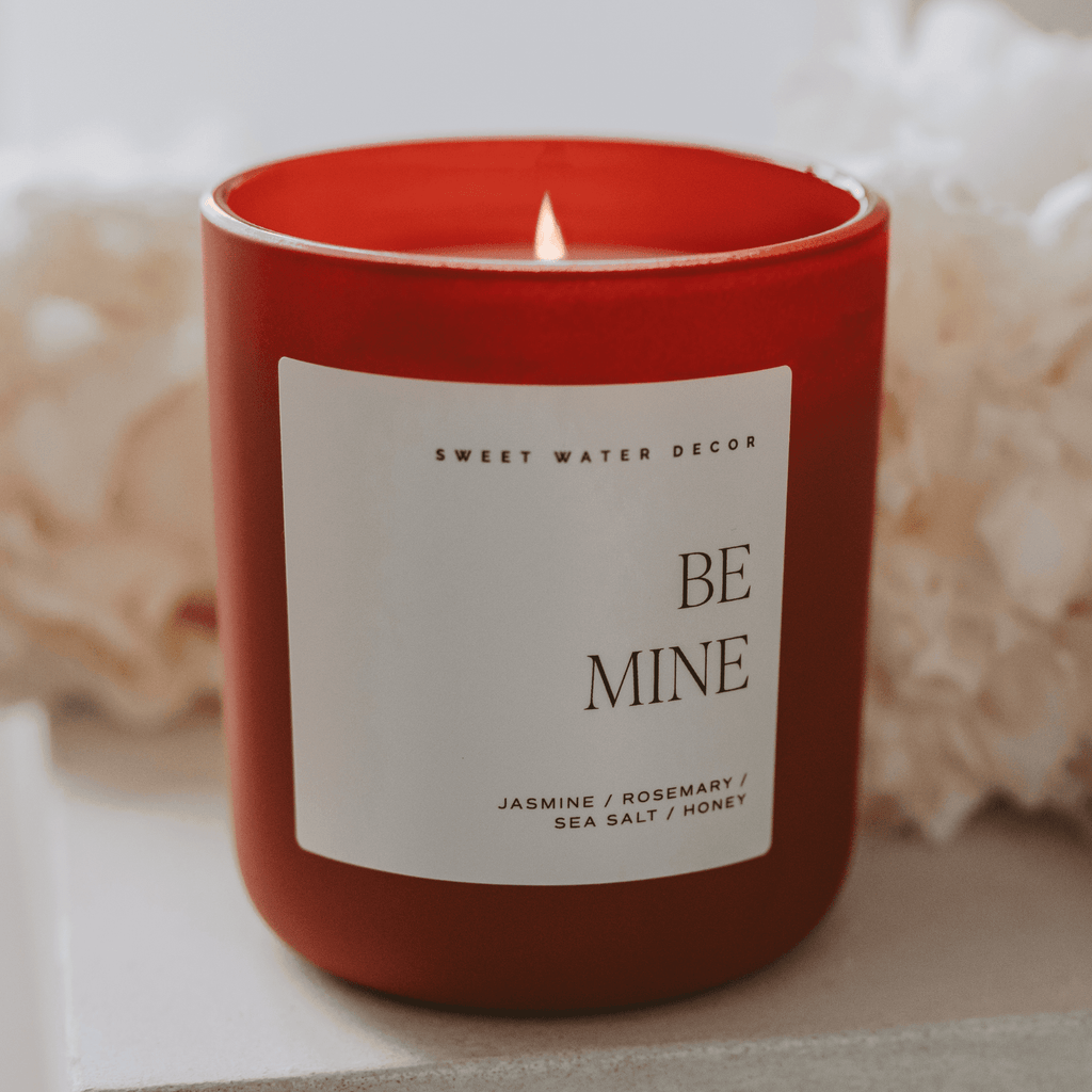 Be Mine Soy Candle - Red Matte Jar - 15 oz (Wildflowers and Salt) - Che Cose Belle