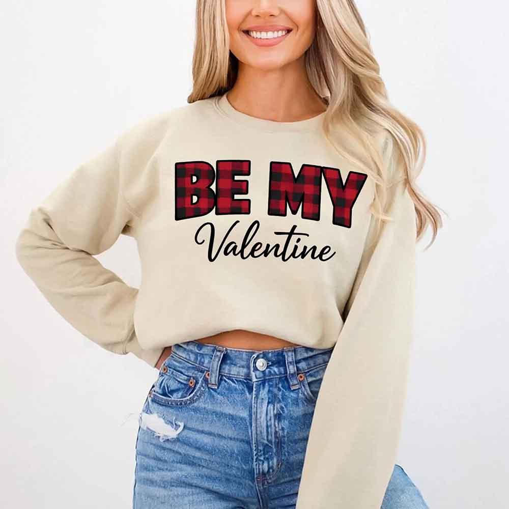 Be My Valentine Buffalo Plaid Crewneck - Valentines Day Sweatshirt - Che Cose Belle