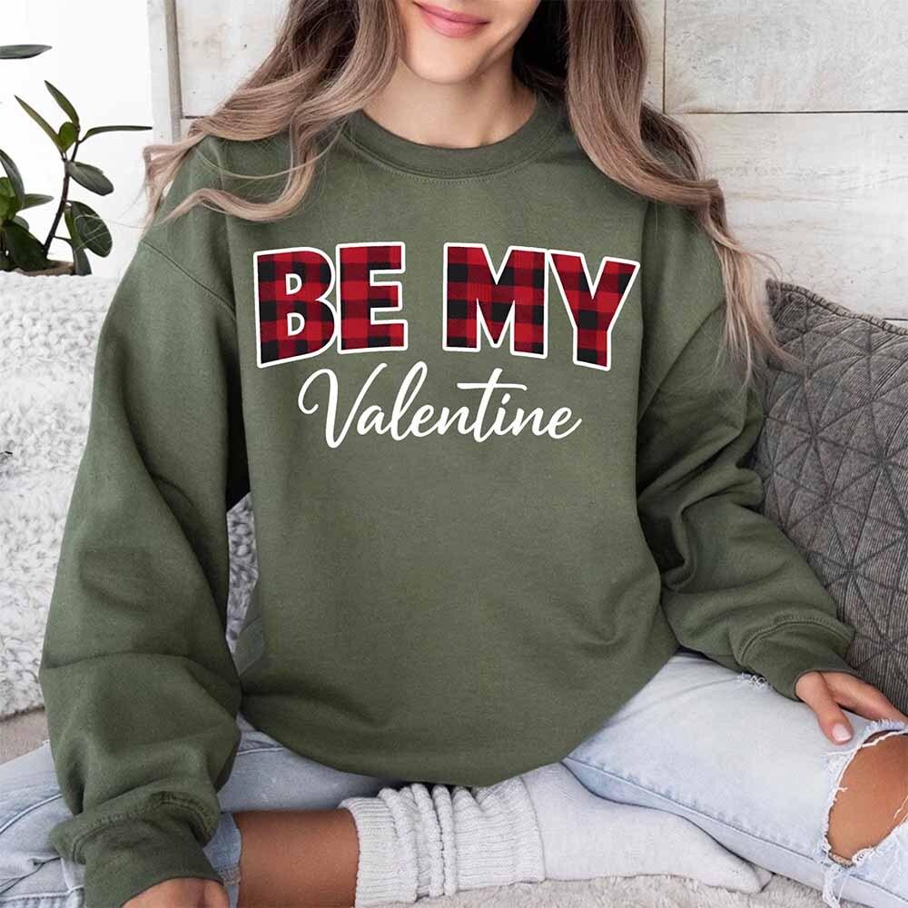 Be My Valentine Buffalo Plaid Crewneck - Valentines Day Sweatshirt - Che Cose Belle
