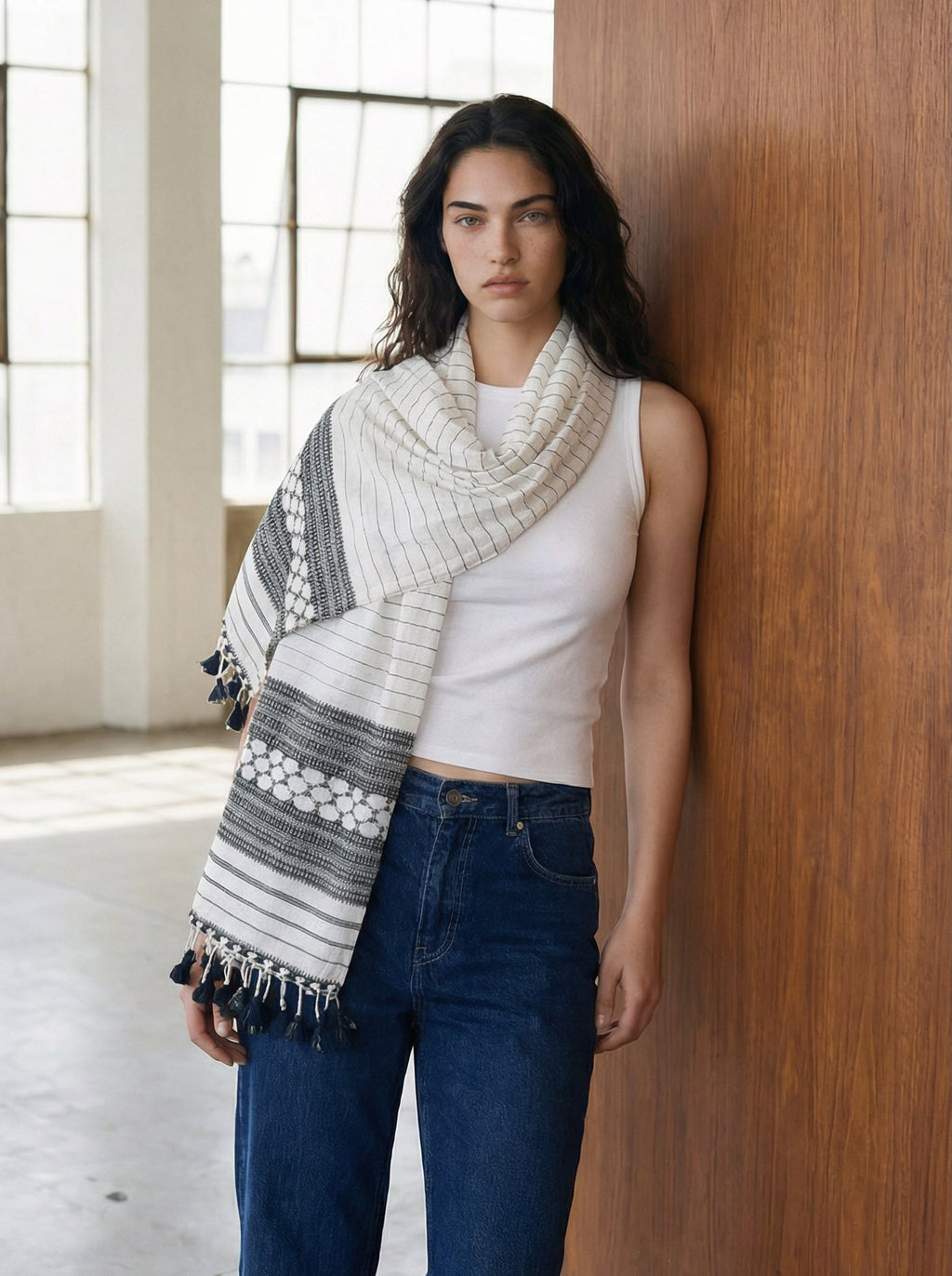 Black and White Kutch Scarf