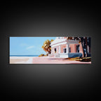 Beach House, Coastal Art, Modern Seascape, Framed Canvas Print, Living Room Wall Art, Pastel Ocean, Minimalist Decor, Nautical Home - Che Cose Belle